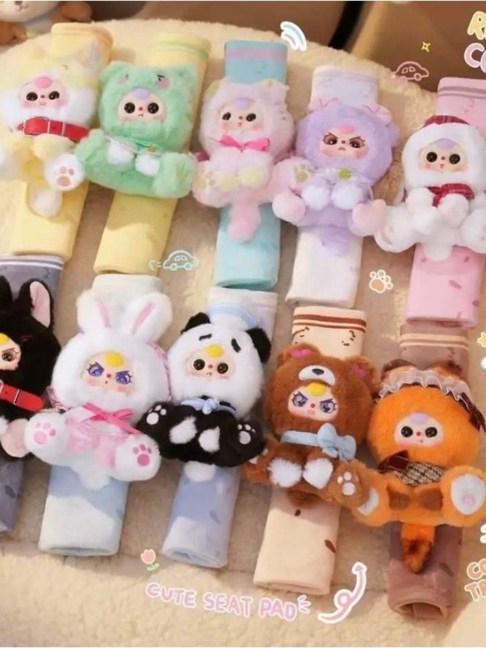 New in Box Baby Three Seatbelt Shoulder Pads Blind Box Surprise Adds to the Fun!